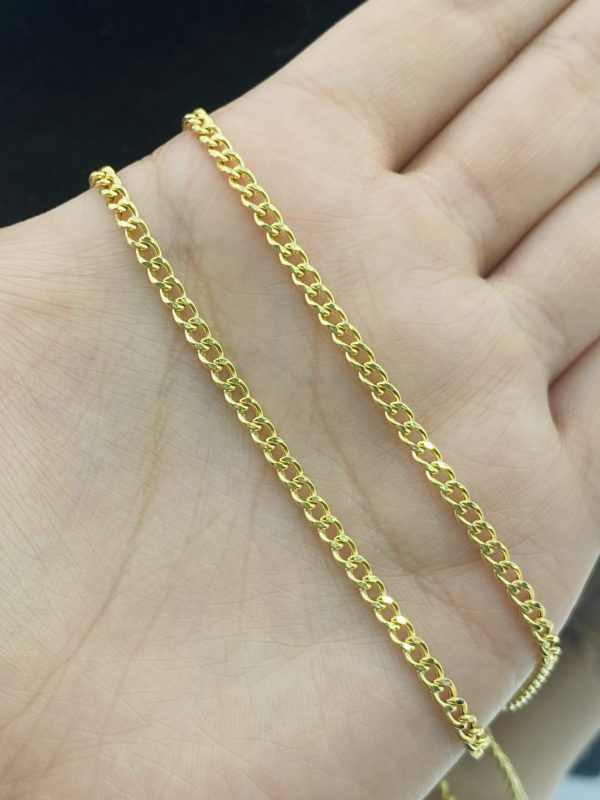 Cadena tejido cubano para dama, oro de 18k