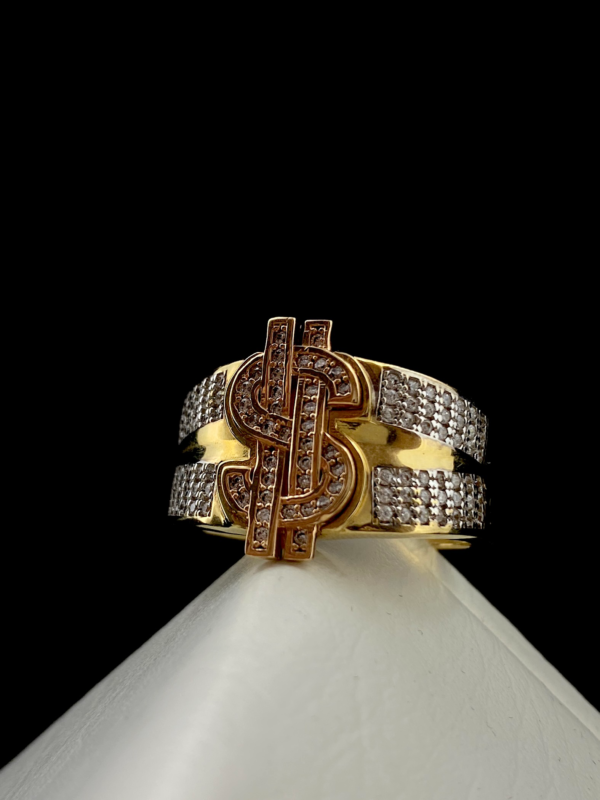 Anillo para caballero de dólar, oro 18k.