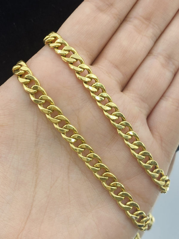Cadena tejido eslabón para dama, oro de 18k