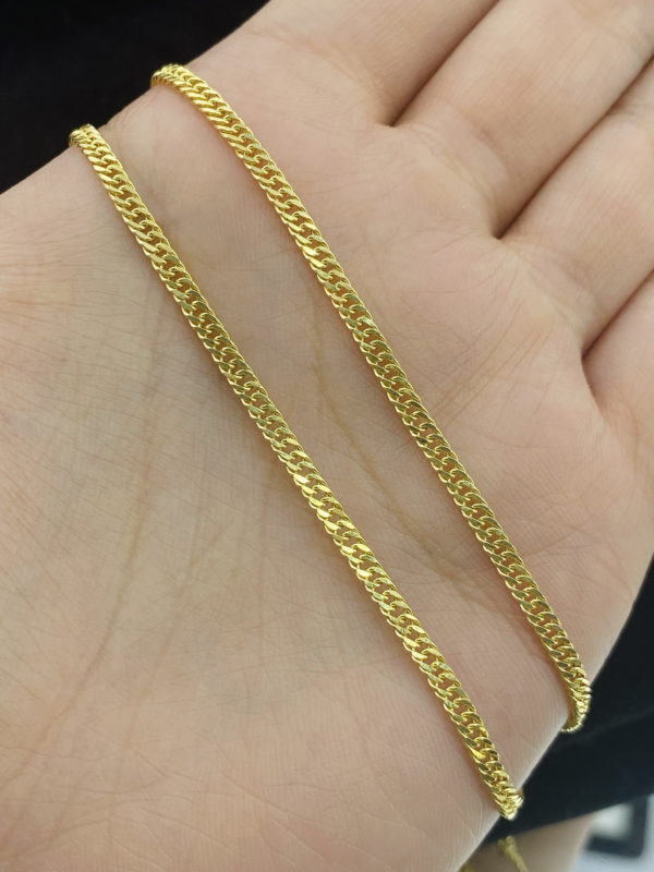 Cadena tejido cubano pegado para dama, oro de 18k.