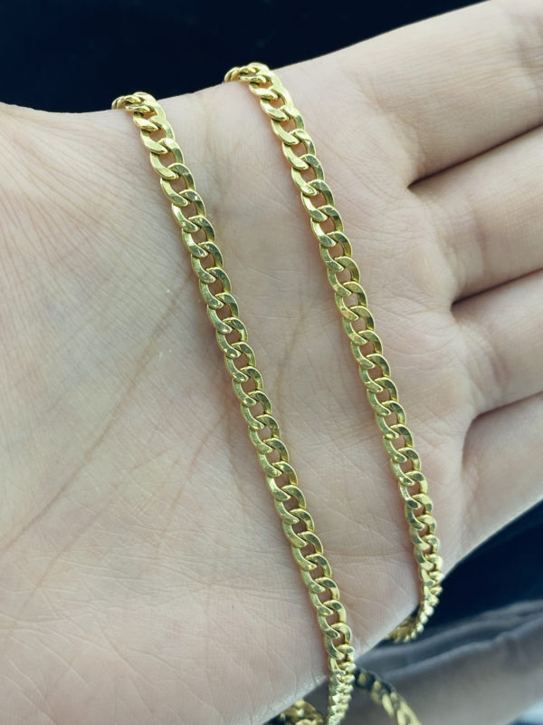 Cadena barbada fina para dama, oro de 18k