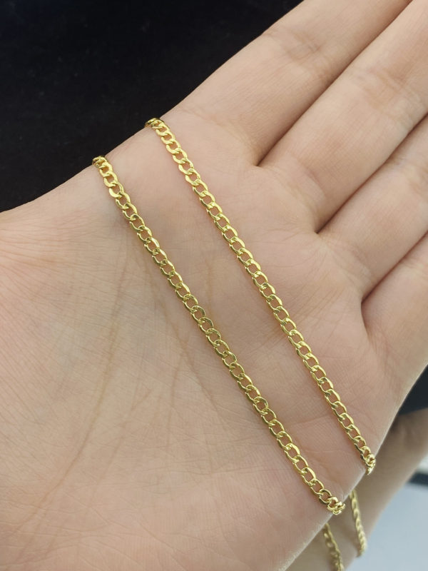 Cadena tejido cubano hueco para dama, oro de 18k