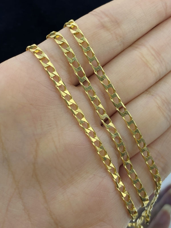 Cadena Cuadrado Cubano para caballero, oro de 18k