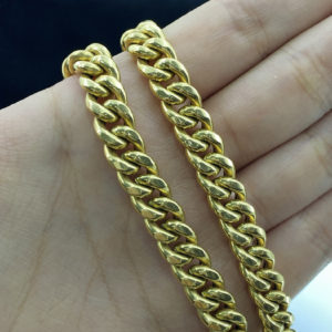 Cadena Cubana Semisólida para caballero, oro de 18k