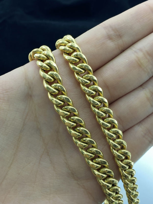 Cadena Cubana Semisólida para caballero, oro de 18k