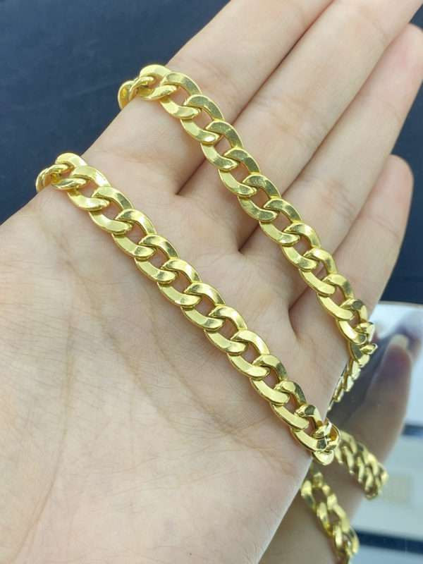 Cadena Cubana Plana para caballero, oro de 18k.
