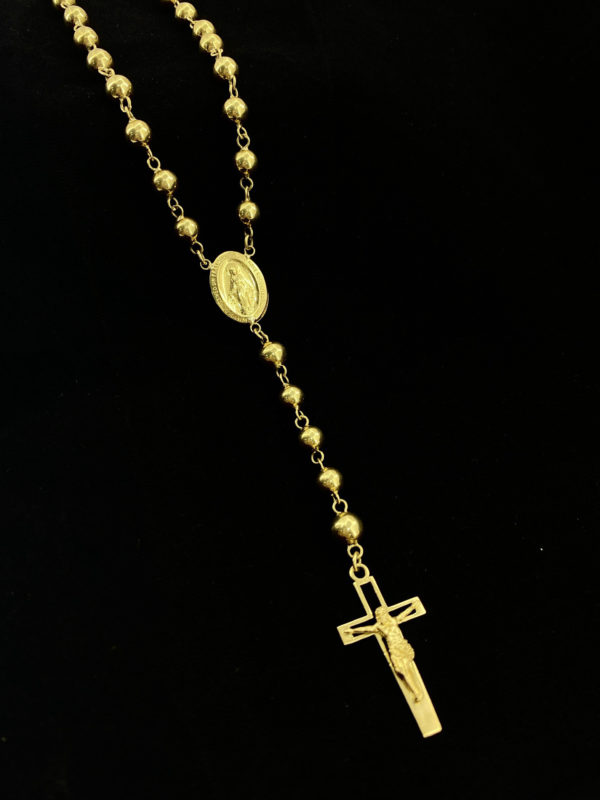 Rosario de balines para dama, oro de 18k.